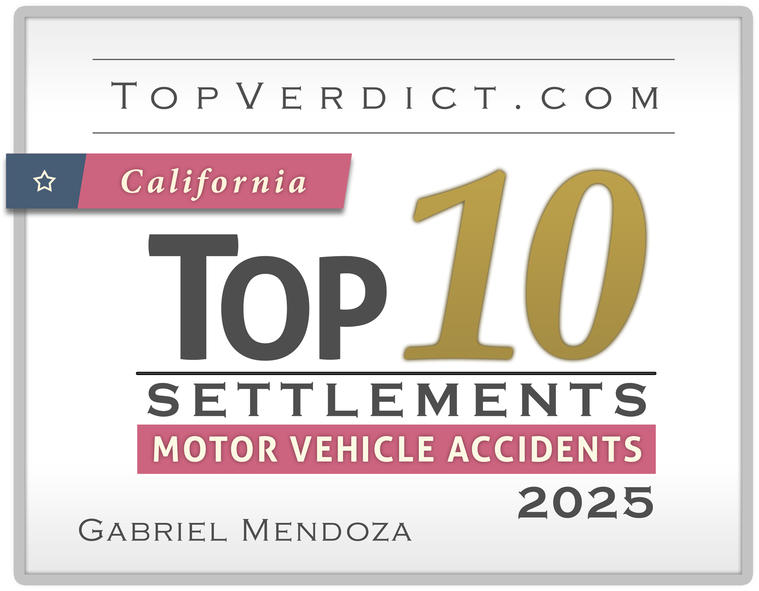 Easton attorney badge top 10 motor vehicle accident settlements california 2025 gabriel mendoza